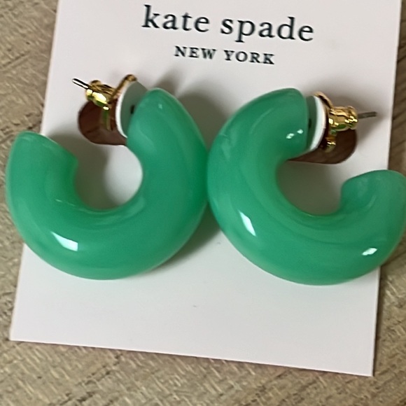Kate Spade Pool Side Turquoise Jelly Hoop Earrings - Picture 4 of 4